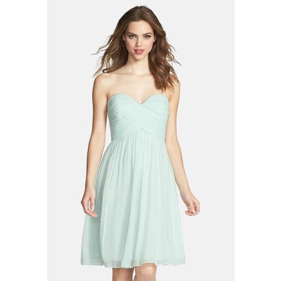 Donna Morgan Silk Bridesmaid Sweetheart Strapless Dress Size 2 - Picture 1 of 12
